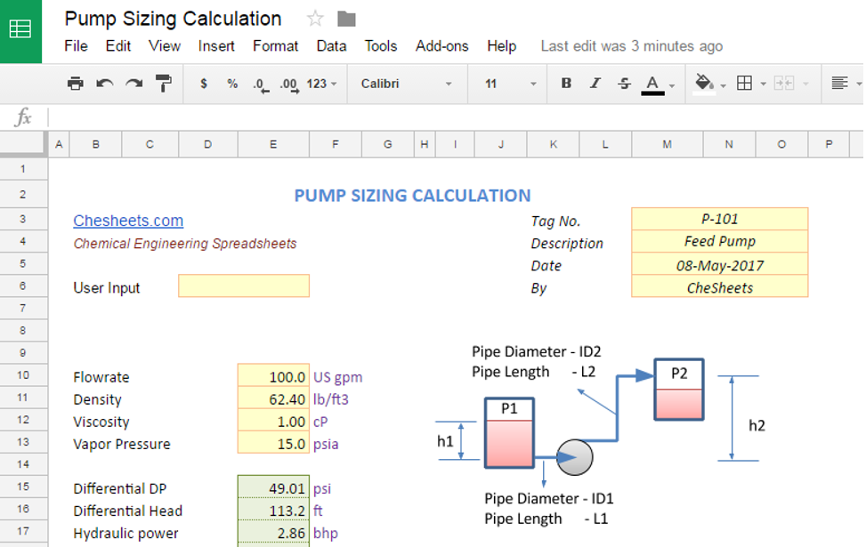 Pump Sizing Calculation